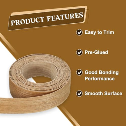 uxcell 1 Inch x 13ft Wood Veneer Edge Banding, Pre-Glued Flexible Ash Edging Strips, Iron on with Hot Melt Adhesive Wood Tape for Cabinet Repair and Furniture Restoration - size: 1 Inch x 13ft