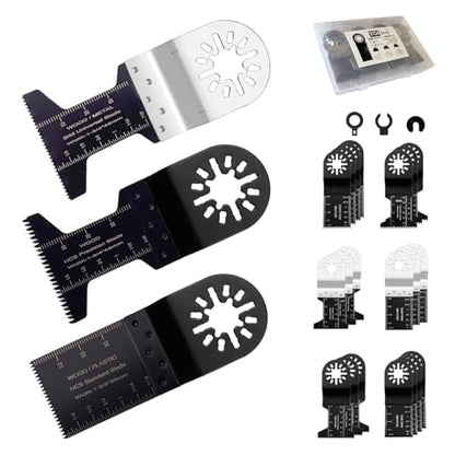 20 Pcs Oscillating Tool Blades Combination Pack with 3 Types Tools for Wood and Soft Metal Compatible with Star-Lock Tools