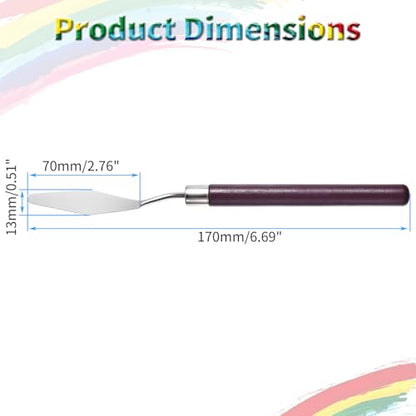 4 Pcs Palette Knife, #2 Pointed Head Spatula, Redwood Handle