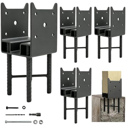 4PC 4x4 Post Anchor Heavy Duty Post Base for Concrete Actual 3.5x3.5 - size: 4"x4"
