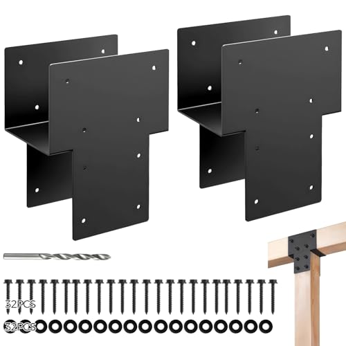 2 PCS Pergola Brackets, 6x6 (Actual 5.5"x5.5") Heavy Duty Post Cap Tie Brackets, Stainless Steel Post Anchor Connector, Wood Post Beam Connector for Gazebo Deck Patio Pergola Construction (6x6-2PCS) - color: 6x6-2PCS