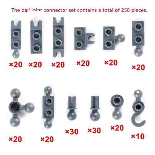 Connector Ball Joints Socket Plate, 250pcs Bricks Parts Bulk - color: Dark Gray