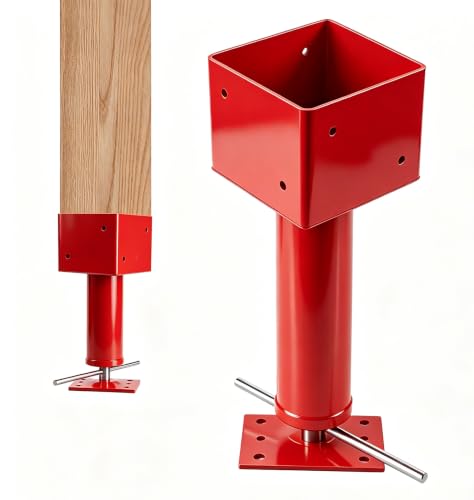 6x6 Screw Jack Post 14.5" - 18.5" Adjustable House Floor Jacks 30k lbs Cap. - color: Red, size: 6" x 6" ( 1 PC )
