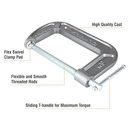 Olympia Tools C-Clamp, 38-146, (6" X 3.5") - size: 6-Inch x 3.5-Inch