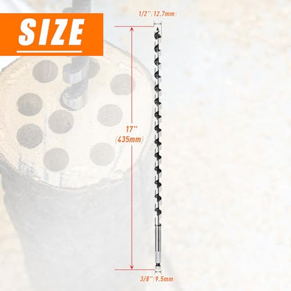 1/2 Inch x 17 Inch Auger Drill Bit for Wood,1/2 Inch Hex Shank - size: 1/2" x 17"