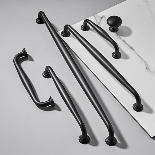 TUNNY 10 Pack Cabinet Handles-5"/128mm Screw Spacing Matte Black Furniture Hardware Handles for Kitchen Cabinets Bedroom Dresser Wardrobe Cabinet Pulls - color: Matte Black, size: 5"(128mm)Hole Center-10Pcs