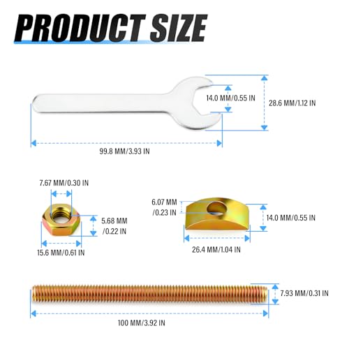 MEANLIN MEASURE 6PCS Countertop Connector Bolts, M8 × 100 mm Furniture Fastening Connectors, Joint Connector Drawbolt Pack for Bed Frame Table Furniture Butcher Blocks Connecting with Wrench - style: 6PCS