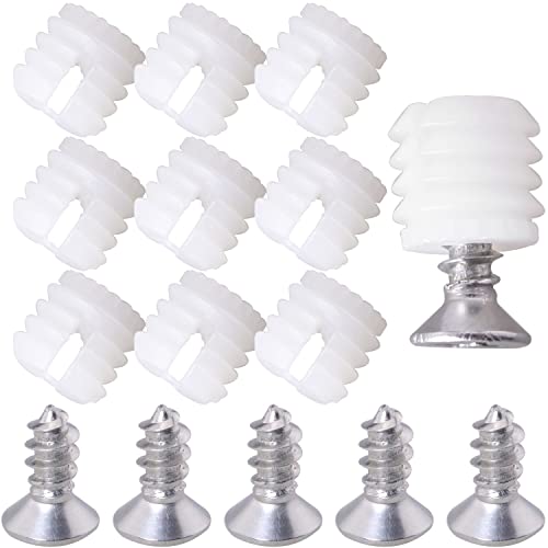 MEETOOT 100pcs Plastic Hinge Dowel Inserts Kit 4x10mm Toothed Machine Thread Opening Plastic Dowel and M4x10 Screws
