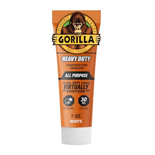 Gorilla Heavy Duty Construction Adhesive, White, 7 oz Squeeze Tube - size: 7 Ounce (Pack of 1)