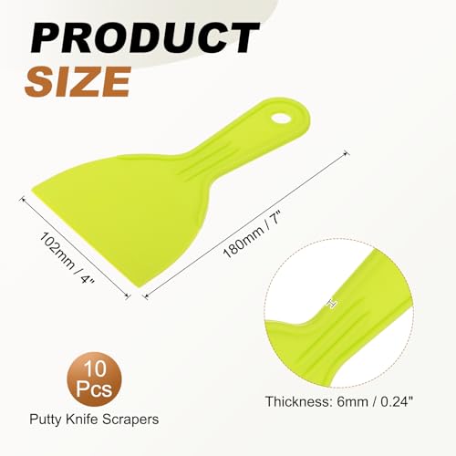 HARFINGTON 10pcs Putty Knife Scraper 4" Width Flexible Plastic Putty Knife Paint Scraper Tool for Taping Drywall Spreading Painting Wall Scratching Yellow - color: Yellow, size: 4"