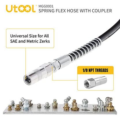 UTOOL 18 Inch Resin Spring Flex Hose, 1 Normal Coupler, 1/8 NPT Threads - size: 2PCS