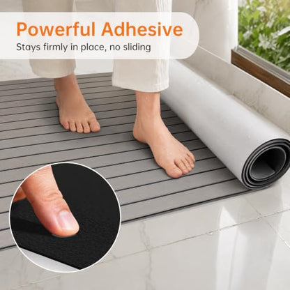 Boat Flooring EVA Foam Decking, Faux Teak Self-Adhesive Waterproof Non-Slip UV Resistant Marine Foam Deck Mat for Yacht Kayak Jon Boat RV Swim Platform - color: Light Gray
