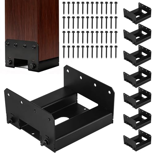 yeesport 8 Pcs 6x6 Post Bases for Concrete, Heavy Duty Steel Post Brackets with 1" Standoff, Black Coated Fence Post Anchors for Deck, Porch, Patio, Pergola, Inner Size 5.6x5.6