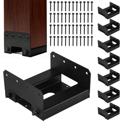 yeesport 8 Pcs 6x6 Post Bases for Concrete, Heavy Duty Steel Post Brackets with 1" Standoff, Black Coated Fence Post Anchors for Deck, Porch, Patio, Pergola, Inner Size 5.6x5.6