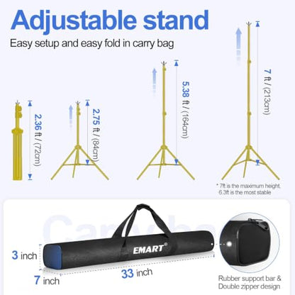 EMART Backdrop Stand 10x7FT Adjustable Back Drop Stand for Party -Gold - color: Titanium Gold, size: 10x7ft