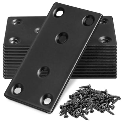 80 x 40 x 2mm Flat Mending Plate - Stainless Steel - Black - 12Pcs - color: Black, size: 80 x 40 x 2mm
