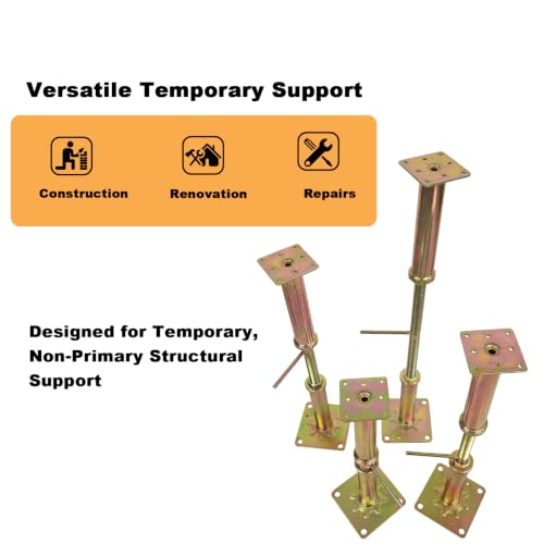 4 Pack Adjustable House Jack Floor Joist Support 16.5"-26.7" for Leveling - size: 16.5-26.7 inch