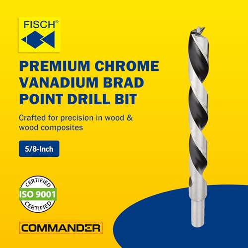 Chrome-Vanadium Brad Point - Ground Wood Drill Bit Woodworking - 5/8 Inch - size: 5/8 in