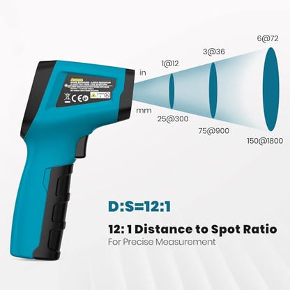 Tilswall Infrared Thermometer, Laser Temperature Gun -58°F~1112°F, Blue - color: Blue