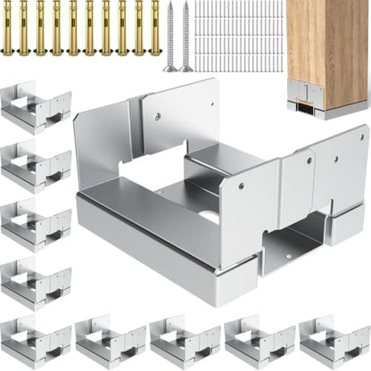 10 Pack 6x6 Post Base for Concrete, Post Anchor Base, Silver - size: 10 Pack Silver