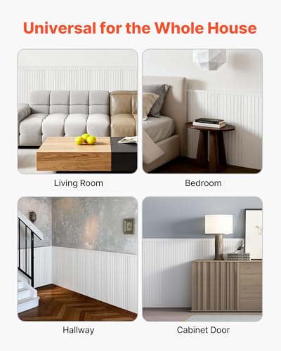 VEVOR Wall Molding Kit, Wainscoting Panels, Lightweight Paintable Polystyrene, Easy to Install, Wide & Narrow Accent Wall Trim for Interior Décor Living Room, Bedroom, White (77.5 x 38.6 in) - size: 38.6" x 77.5"
