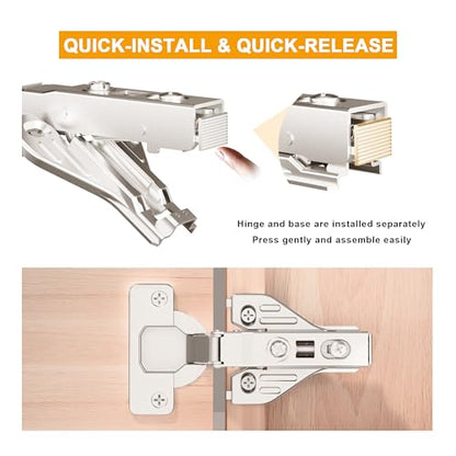 20Pcs Soft Close Face Frame Cabinet Hinges 50% Faster Install - size: 10 Pairs