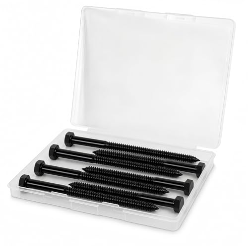 1/2" x 3" Hex Head Lag Screws (5 Pcs) with Washers – Heavy Duty Black Oxide 304 Stainless Steel Bolts 18-8, Wood, Roofing & Construction (Partial Thread) - size: 1/2"x3"