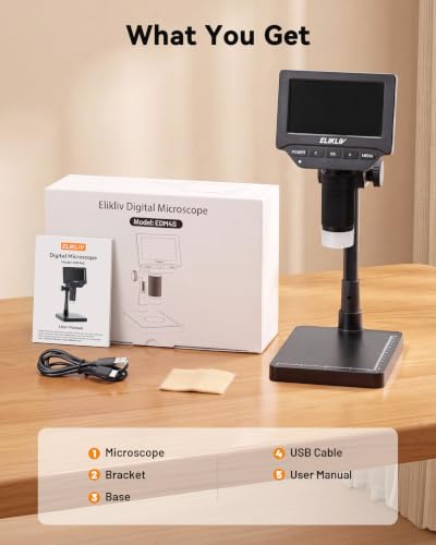 Elikliv Microscope, 4.3'' Digital Coin Magnifier with Lights for Adults - color: Grey