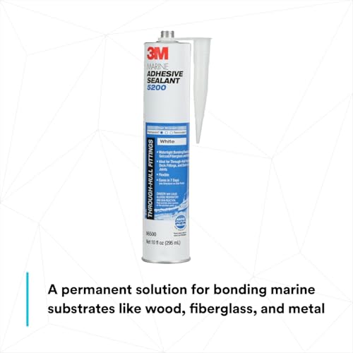 3M Marine Adhesive Sealant 5200 (06500) Permanent Bonding & Sealing for Boats & RVs Above & Below the Waterline Waterproof Repair, White, 10 fl oz Cartridge (Pack of 12) - color: White, size: 10 fl oz (Pack of 12)