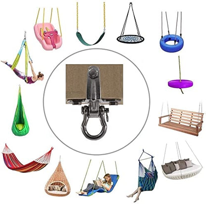 2-Pack Stainless Steel Swing Hangers, Anti-Rust Heavy Duty Hanger, Slient Bearing 180° Rotary Swing, 1500LB Wooden Concrete Playground Yoga Hammock Chair, Sandbag Porch Swing Frame