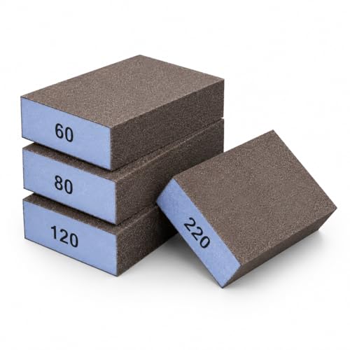 Sanding Sponge, Coarse Medium Fine Grit Sanding Block, Sander Sponges for Drywall Metal, Sandpaper Sponge Sanding Blocks for Wood (4, 60/80/120/180) - size: 60/80/120/220