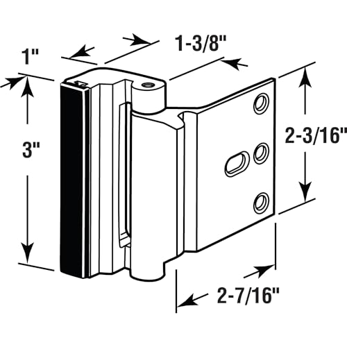 Prime-Line Door Reinforcement Lock, 3 in. Stop, Matte Black - color: Matte Black