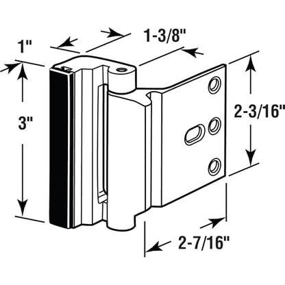 Prime-Line Door Reinforcement Lock, 3 in. Stop, Matte Black - color: Matte Black