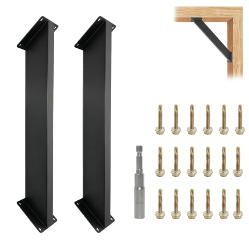 2 Pcs 45 Degree Angle Support Brackets, Heavy Duty Connector Brace for 4x4 Wood Posts and Beams, Black Powder-Coated Steel Corner Joint for Pergola, Gazebo, Tree House, Patio & Cabin