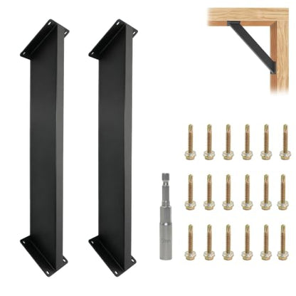 2 Pcs 45 Degree Angle Support Brackets, Heavy Duty Connector Brace for 4x4 Wood Posts and Beams, Black Powder-Coated Steel Corner Joint for Pergola, Gazebo, Tree House, Patio & Cabin