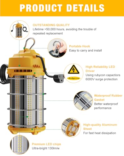 LED Temporary Work Light 150W 19500LM 5000K Construction Light - color: 150W