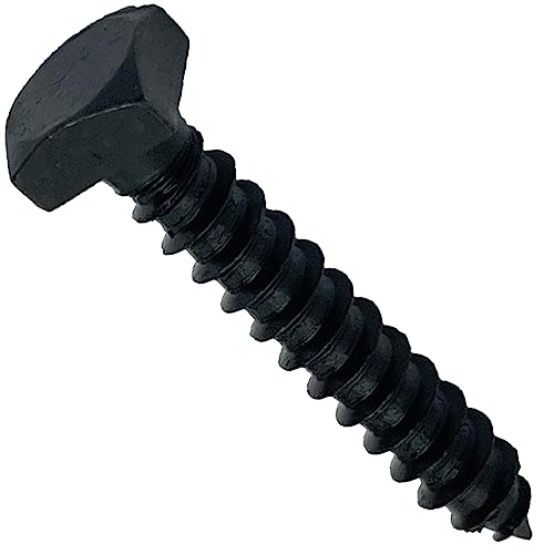 ¼” x 1.5” - Rustic Square Head Lag Wood Screws – Decorative Antique Black Square Drive Lag Bolts – Black Oxide Coating - ¼ in x 1 ½ in - for Hinges, Cabinets & Doors (10, Screws)