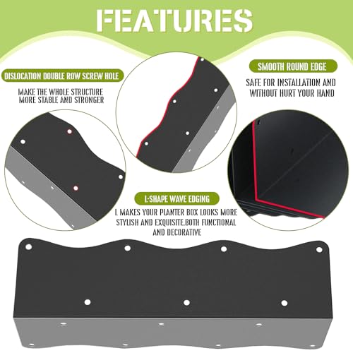 8Pcs Heavy Duty Metal Raised Garden Bed L-Shape Corner Brackets (11"x3"x3") - color: Black