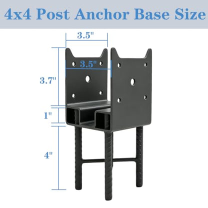 4PC 4x4 Post Anchor Heavy Duty Post Base for Concrete Actual 3.5x3.5 - size: 4"x4"