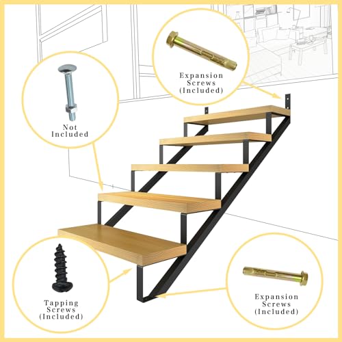5 Step Metal Stair Step Steel Riser Stringers for 42.4" Height Deck, 2Packs - size: 5 Steps