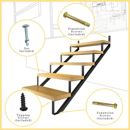 5 Step Metal Stair Step Steel Riser Stringers for 42.4" Height Deck, 2Packs - size: 5 Steps