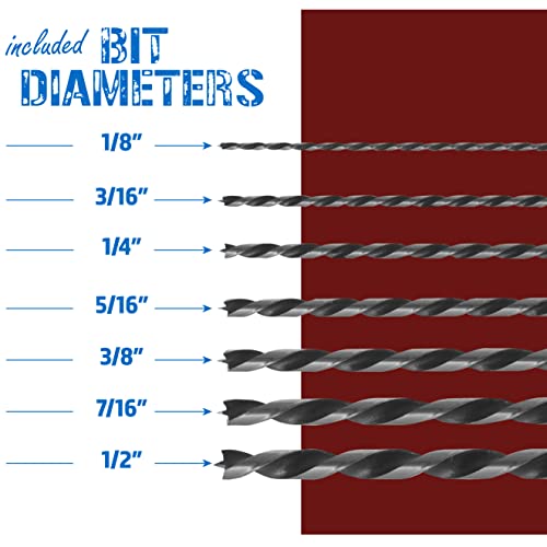 12 Inch Long Drill Bits for Wood Boring 7 Brad Point Drill Bits (1/8"-1/2")