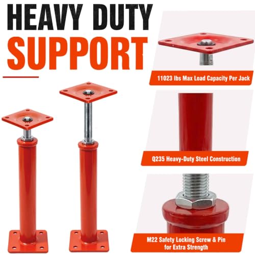 Floor Jacks for House Leveling 4 Pack, 16" - 21" Height Range - size: 16'' - 21'' (4 pcs)