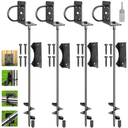 4 Pack 30-Inch Shed Tie Down Anchor Kit with L Brackets - size: 30 INCH