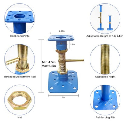 House Jacks for Leveling Permanent 6.5in Blue Carbon Steel House Floor Jack - size: 4.5-6.5 inches
