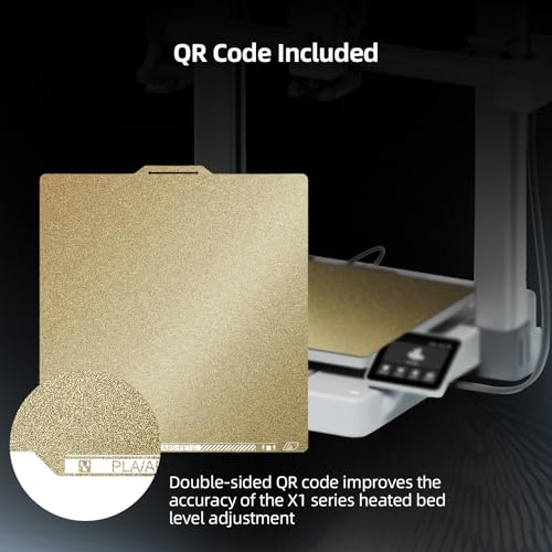 Dual-Sided Textured PEI Plate with QR Code for Bambu Lab A1/P1S/P1P/X1/X1C/X1E,256x256mm, with Identification Code Build Palte PLA PETG ABS Spring Steel Plate for Bambu Lab 3D Printer - color: Double Sided PEI with QR Code