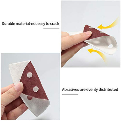 SPEEDWOX 50Pcs 240 Grit Triangle Sanding Pads, 90mm 6 Holes for Multi Tool - style: 240 Grit
