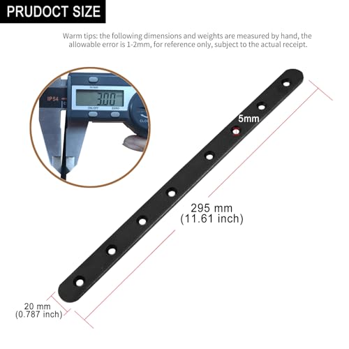 10 Pack Black Flat Mending Plate, 11-5/8" x 3/4" Metal Straight Flat Brackets for 1x6 1x8 Boards, Wood Furniture Repair