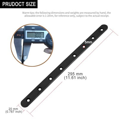 10 Pack Black Flat Mending Plate, 11-5/8" x 3/4" Metal Straight Flat Brackets for 1x6 1x8 Boards, Wood Furniture Repair