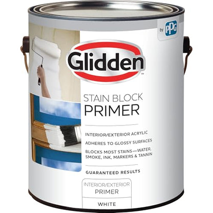 Glidden Glidden Interior/Exterior Stain Block Primer Flat, White, 1 Gallon